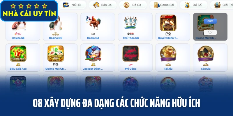 O8 xây dựng đa dạng các chức năng hữu ích